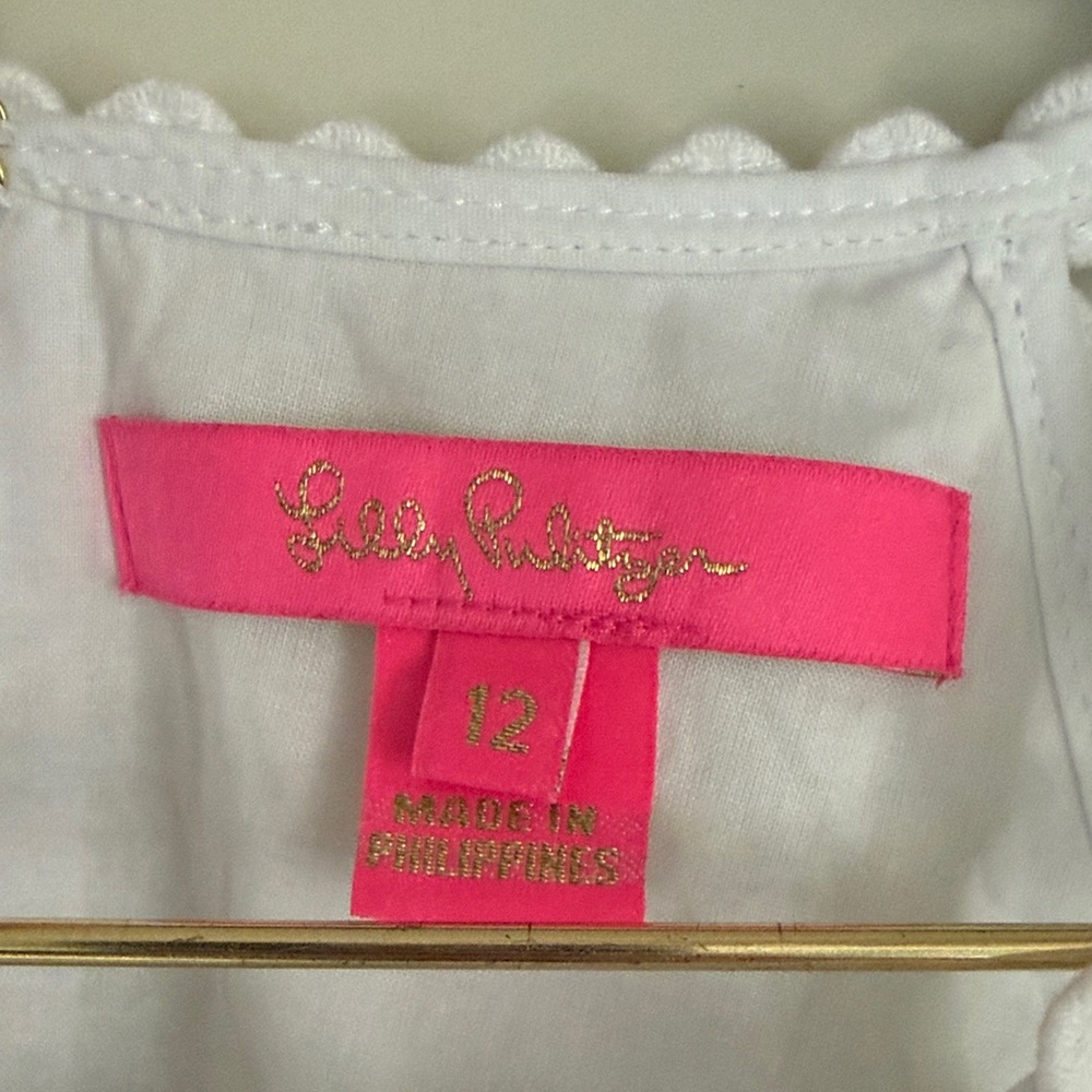 Lilly Pulitzer Women’s White Cotton Crochet Detail Top Sz 12 NWOT - Picture 2 of 6